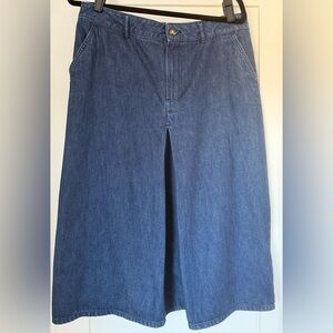 Boden Blue Denim Midi Skirt with pockets